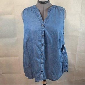 Style & Co - Denim button down sleeveless shirt